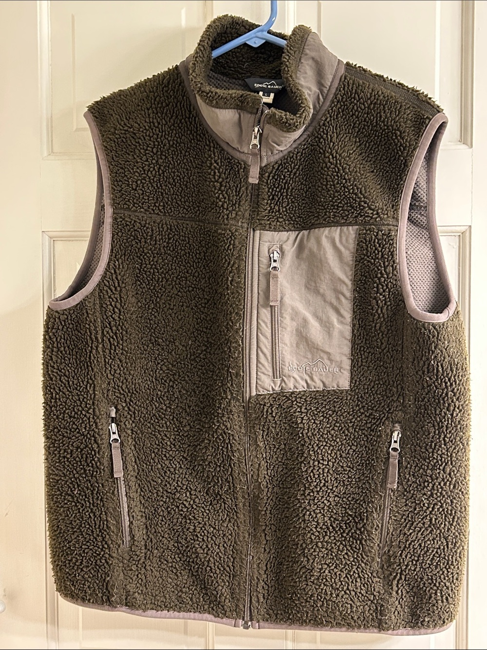 Eddie Bauer Large Brown Sherpa Vest with Chest Pocket
